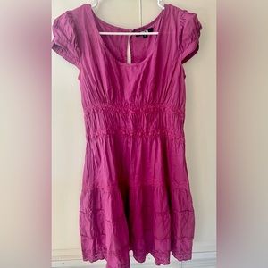 ASOS Smocked Waist Aubergine mauve cotton Bohemian Hippie Women’s dress size 4